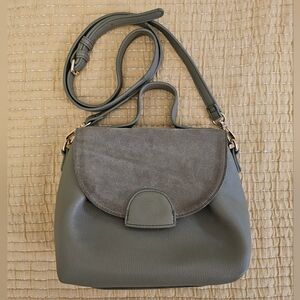 Moda Luxe Alana Fold Over Crossbody Vegan Leather Suede Beige Shoulder Bag Purse